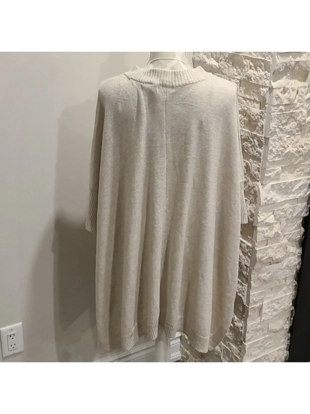 H&M Conscious Cream oversized wool blend poncho sweater